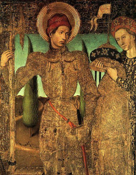 Jaime Huguet Triptych of Saint George (Detail of Saint George and the Princess) oil painting picture